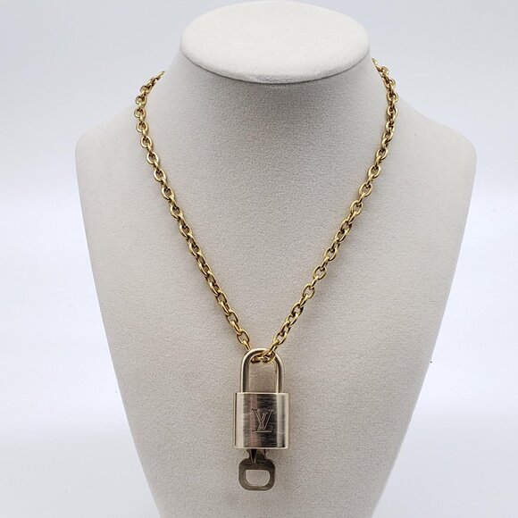Authentic Louis Vuitton Gold Lock w/ Unbranded Stainless Steel Chain - Picture 9 of 9
